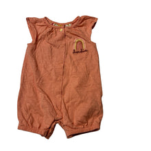 Load image into Gallery viewer, Girls Next, peach cotton romper, rainbow, EUC, size 000,  