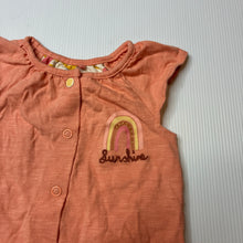 Load image into Gallery viewer, Girls Next, peach cotton romper, rainbow, EUC, size 000,  