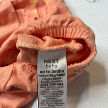 Load image into Gallery viewer, Girls Next, peach cotton romper, rainbow, EUC, size 000,  