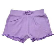 Load image into Gallery viewer, Girls KID, purple stretch cotton ribbed shorts, elasticated, GUC, size 2,  