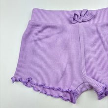 Load image into Gallery viewer, Girls KID, purple stretch cotton ribbed shorts, elasticated, GUC, size 2,  
