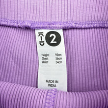 Load image into Gallery viewer, Girls KID, purple stretch cotton ribbed shorts, elasticated, GUC, size 2,  
