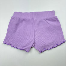 Load image into Gallery viewer, Girls KID, purple stretch cotton ribbed shorts, elasticated, GUC, size 2,  