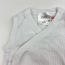 Load image into Gallery viewer, Unisex Zara, white cotton ribbed singletsuit, EUC, size 000,  