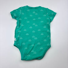 Load image into Gallery viewer, Unisex Sprout, teal organic cotton blend ribbed bodysuit, car, EUC, size 00,  