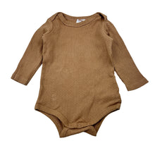 Load image into Gallery viewer, Unisex Cotton On Baby, brown stretch cotton ribbed long sleeve bodysuit, EUC, size 00,  
