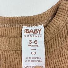 Load image into Gallery viewer, Unisex Cotton On Baby, brown stretch cotton ribbed long sleeve bodysuit, EUC, size 00,  