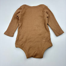 Load image into Gallery viewer, Unisex Cotton On Baby, brown stretch cotton ribbed long sleeve bodysuit, EUC, size 00,  