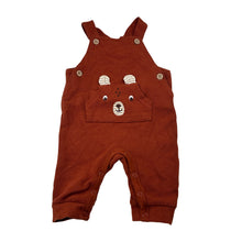 Load image into Gallery viewer, Unisex Ollie's Place, rust cotton ribbed overalls, embroidered, EUC, size 000,  