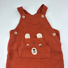 Load image into Gallery viewer, Unisex Ollie's Place, rust cotton ribbed overalls, embroidered, EUC, size 000,  