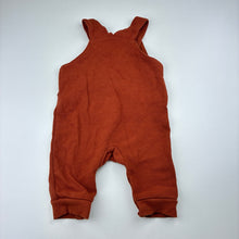 Load image into Gallery viewer, Unisex Ollie's Place, rust cotton ribbed overalls, embroidered, EUC, size 000,  