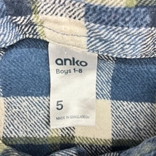 Load image into Gallery viewer, Boys Anko, check flannel cotton long sleeve shirt, FUC, size 5,  