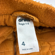 Load image into Gallery viewer, Boys Anko, orange corduroy cotton zip padded vest, FUC, size 4,  