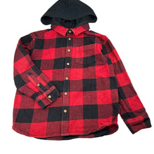 Load image into Gallery viewer, Unisex KID, check cotton blend hooded long sleeve shirt, GUC, size 10,  