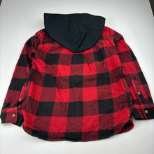 Load image into Gallery viewer, Unisex KID, check cotton blend hooded long sleeve shirt, GUC, size 10,  