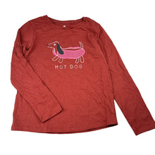 Load image into Gallery viewer, Unisex Target, rust marle organic cotton long sleeve t-shirt, dog, EUC, size 7,  