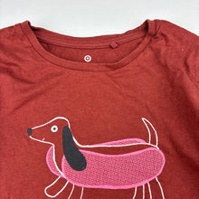 Load image into Gallery viewer, Unisex Target, rust marle organic cotton long sleeve t-shirt, dog, EUC, size 7,  