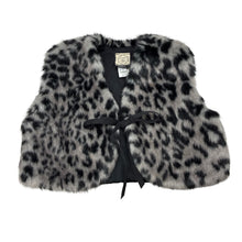 Load image into Gallery viewer, Girls POPPY -&amp;- POM, faux fur sleeveless jacket / vest, leopard print, EUC, size 2,  