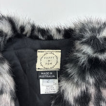 Load image into Gallery viewer, Girls POPPY -&amp;- POM, faux fur sleeveless jacket / vest, leopard print, EUC, size 2,  