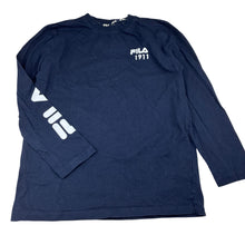 Load image into Gallery viewer, Unisex FILA, navy cotton long sleeve t-shirt, GUC, size 10,  