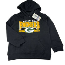 Load image into Gallery viewer, Unisex NFL, Green Bay Packers black cotton blend fleece lined hoodie, NEW, size 5-6,  