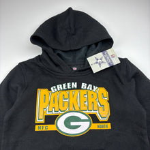 Load image into Gallery viewer, Unisex NFL, Green Bay Packers black cotton blend fleece lined hoodie, NEW, size 5-6,  