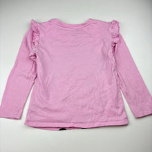 Load image into Gallery viewer, Girls Disney, Minnie Mouse cotton sequin ruffle long sleeve t-shirt, wash fade, FUC, size 5,  
