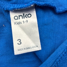 Load image into Gallery viewer, Unisex Anko, blue marle cotton long sleeve t-shirt, embroidered, GUC, size 3,  