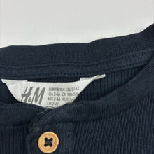 Load image into Gallery viewer, Unisex H&amp;M, navy cotton ribbed long sleeve henley top, GUC, size 3,  