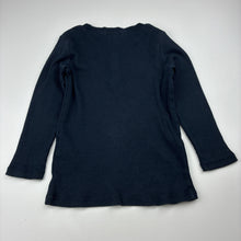 Load image into Gallery viewer, Unisex H&amp;M, navy cotton ribbed long sleeve henley top, GUC, size 3,  
