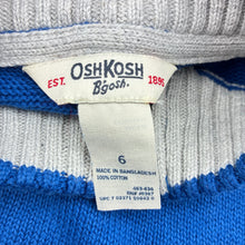 Load image into Gallery viewer, Unisex OSHKOSH B'gosh, blue cotton knit zip sweater, EUC, size 6,  