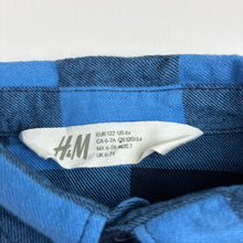 Load image into Gallery viewer, Unisex H&amp;M, check flannel cotton long sleeve shirt, EUC, size 7,  