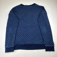 Load image into Gallery viewer, Girls Adidas, navy cotton sweater, polka dots, wash fade, FUC, size 11-12,  