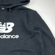 Load image into Gallery viewer, Unisex New Balance, black cotton blend fleece lined hoodie, GUC, size 12,  