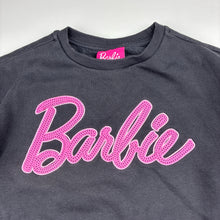 Load image into Gallery viewer, Girls Barbie, charcoal cotton blend sequin fleece lined sweater, embroidered, EUC, size 6,  