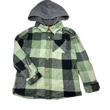 Load image into Gallery viewer, Boys Tilt, check flannel cotton hooded long sleeve shirt, EUC, size 6,  