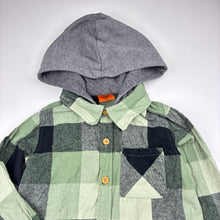 Load image into Gallery viewer, Boys Tilt, check flannel cotton hooded long sleeve shirt, EUC, size 6,  