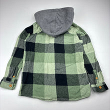 Load image into Gallery viewer, Boys Tilt, check flannel cotton hooded long sleeve shirt, EUC, size 6,  