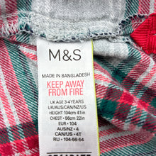 Load image into Gallery viewer, Unisex M&amp;S, check flannel cotton pyjama top, GUC, size 4,  