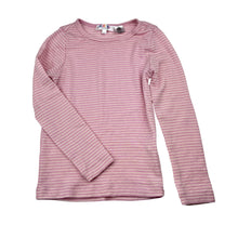 Load image into Gallery viewer, Girls BLUE INK Thermals, striped wool long sleeve t-shirt, EUC, size 6-7,  