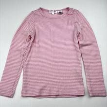 Load image into Gallery viewer, Girls BLUE INK Thermals, striped wool long sleeve t-shirt, EUC, size 6-7,  