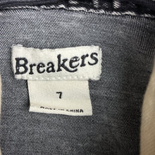 Load image into Gallery viewer, Unisex Breakers, stretch denim hooded long sleeve shirt, GUC, size 7,  