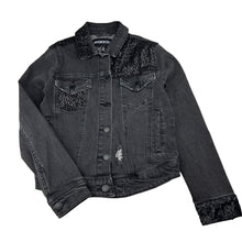 Load image into Gallery viewer, Girls PAVEMENT, stretch denim sequin jacket, GUC, size 8,  