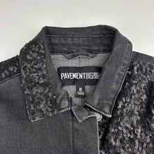 Load image into Gallery viewer, Girls PAVEMENT, stretch denim sequin jacket, GUC, size 8,  