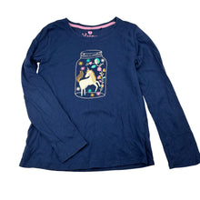 Load image into Gallery viewer, Girls Target, navy cotton long sleeve t-shirt, unicorn, GUC, size 7,  