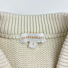 Load image into Gallery viewer, Unisex SPORTSCRAFT, cream cotton cable knit cardigan, EUC, size 1,  