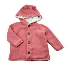 Load image into Gallery viewer, Girls Dymples, pink cotton knit hooded jacket, animal ears, GUC, size 0,  