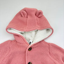 Load image into Gallery viewer, Girls Dymples, pink cotton knit hooded jacket, animal ears, GUC, size 0,  