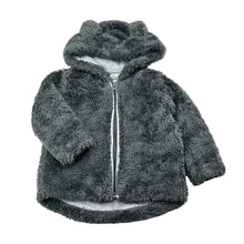 Load image into Gallery viewer, Unisex Tiny Little Wonders, grey zip fleece hooded jacket, GUC, size 1,  