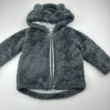 Load image into Gallery viewer, Unisex Tiny Little Wonders, grey zip fleece hooded jacket, GUC, size 1,  